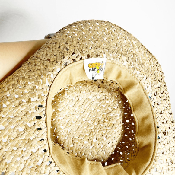 Vintage Disney Goofy Hat Co Mickey Mouse Adult Straw Hat Teal Bandana USA - Picture 3 of 4